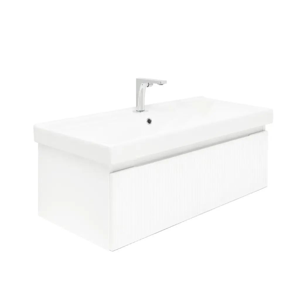 Koupelnová skříňka s baterií a umyvadlem SAT Evolution 1 98x30x44,8 cm bílá mat SATEVO100WMU1B SATEVO100WMU1B