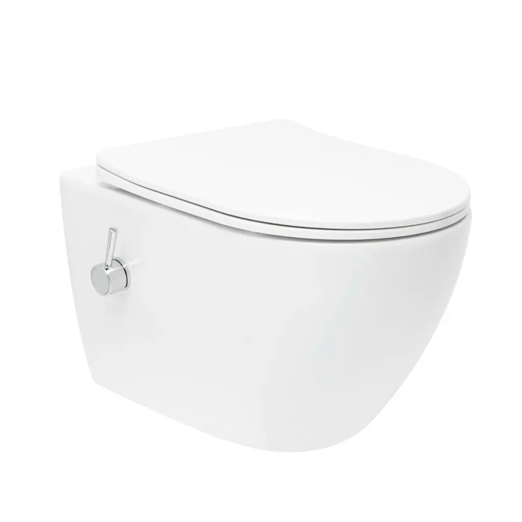 WC s bidetem závěsné SAT Fusion vírové včetně prkénka softclose, zadní odpad SATFUS11BFC SATFUS11BFC