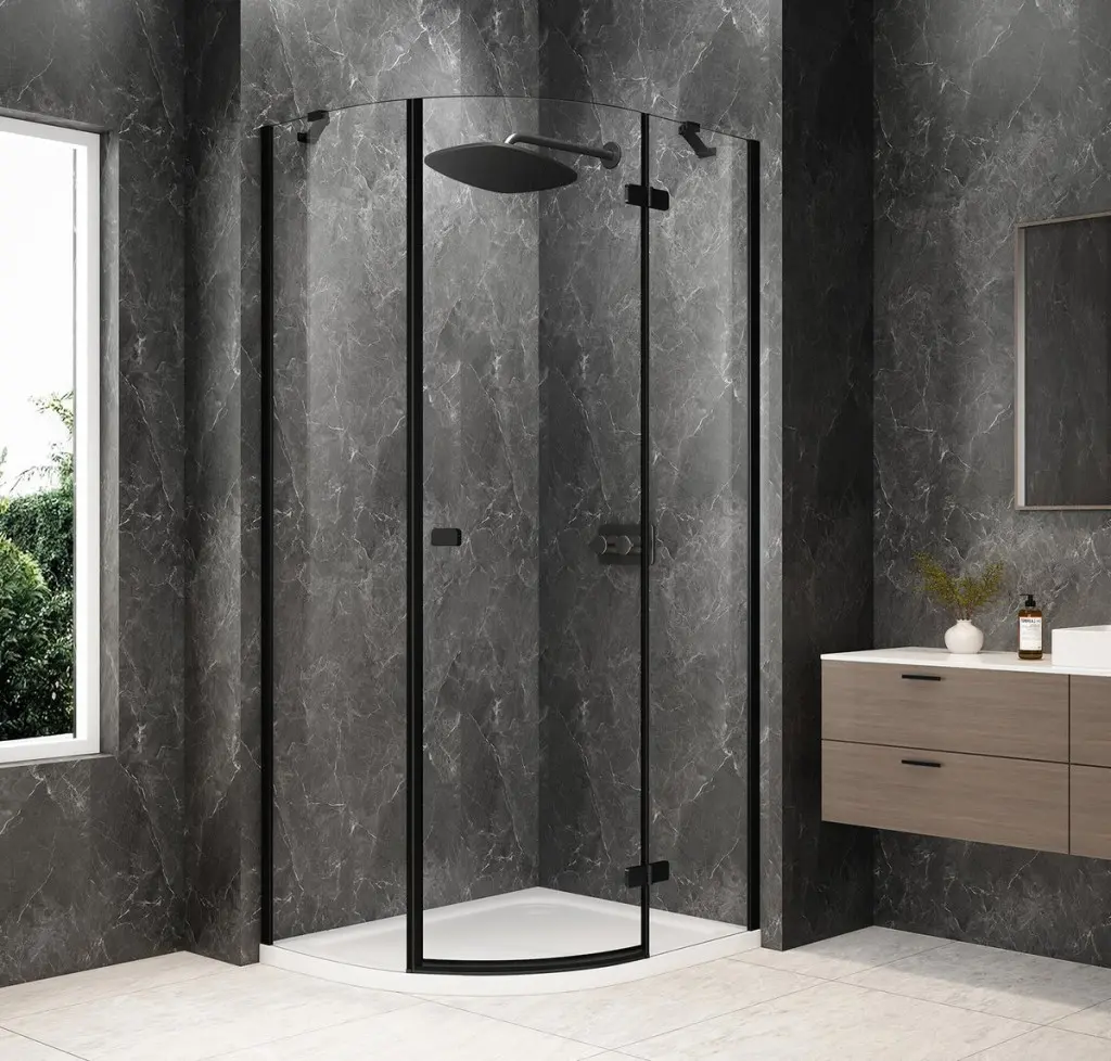 POLYSAN GLOBE BLACK čtvrtkruhový sprchový kout 1000x800, čiré sklo, pravé GB2180RB