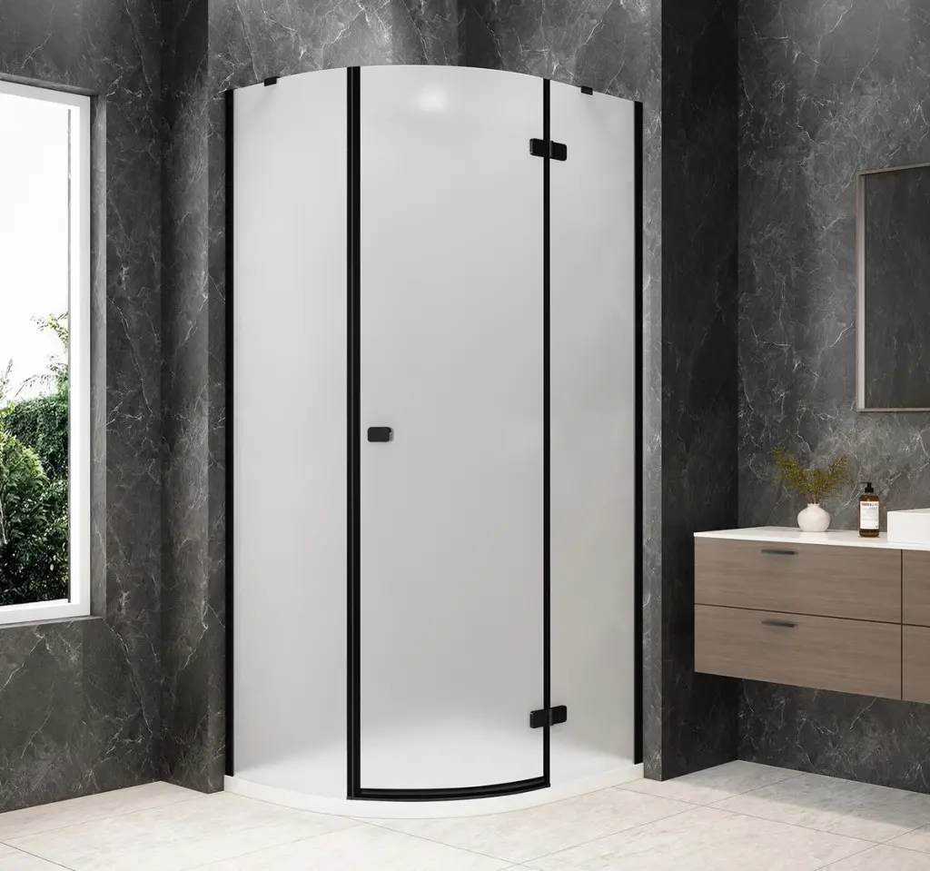 POLYSAN GLOBE BLACK čtvrtkruhový sprchový kout 1000x900, matné sklo, pravé GB2190MRB