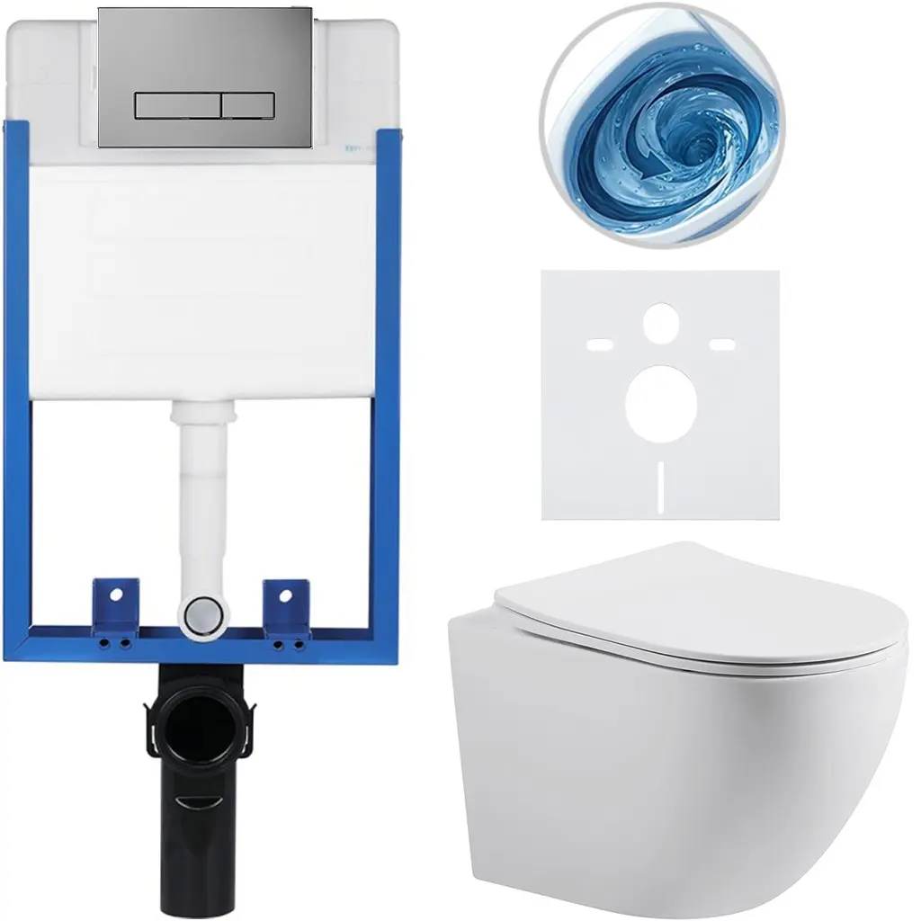 Kompletní WC set Profi/Cesso - bílá matná - WC tlačítko Slim/Tmavě šedá - pro zazdění - 49x36 cm - 790881