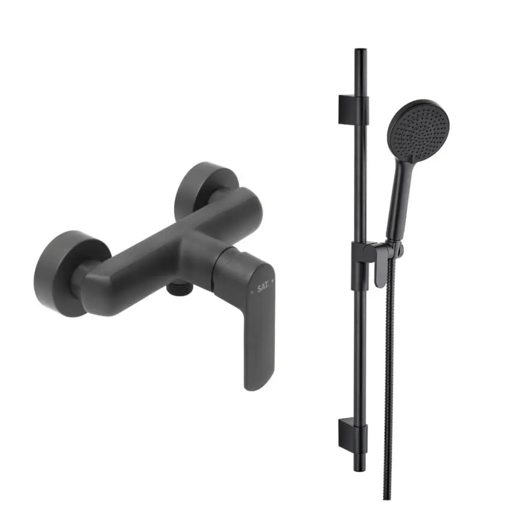 Sprchová baterie SAT Feel se sprchovým setem 150 mm černá matná SATBSFEEL268CSET1 SATBSFEEL268CSET1