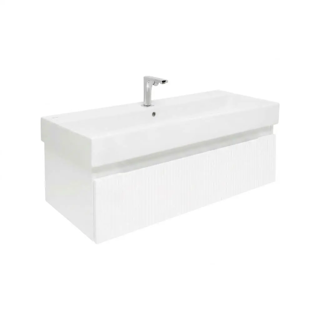 Koupelnová skříňka s baterií a umyvadlem SAT Evolution 98x30x44,8 cm bílá mat SATEVO100WMU2BA SATEVO100WMU2BA