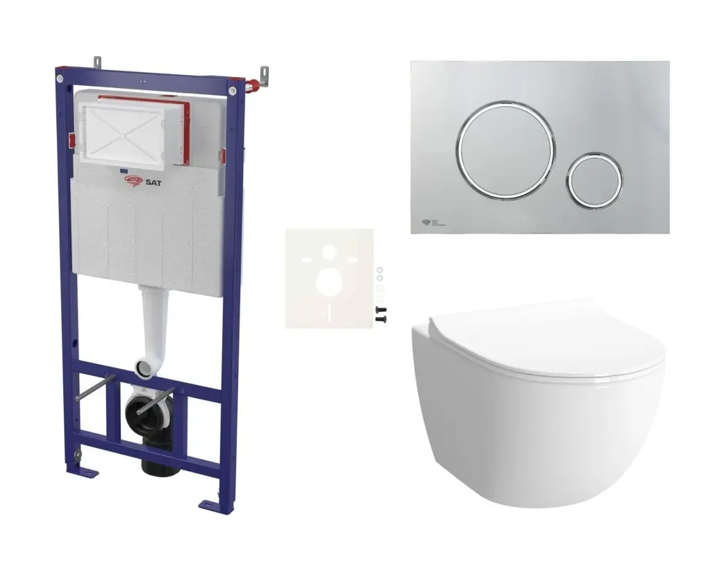 Cenově zvýhodněný závěsný WC set SAT do lehkých stěn / předstěnová montáž + WC VitrA Sento SIKOSSSEN71K SIKOSSSEN71K