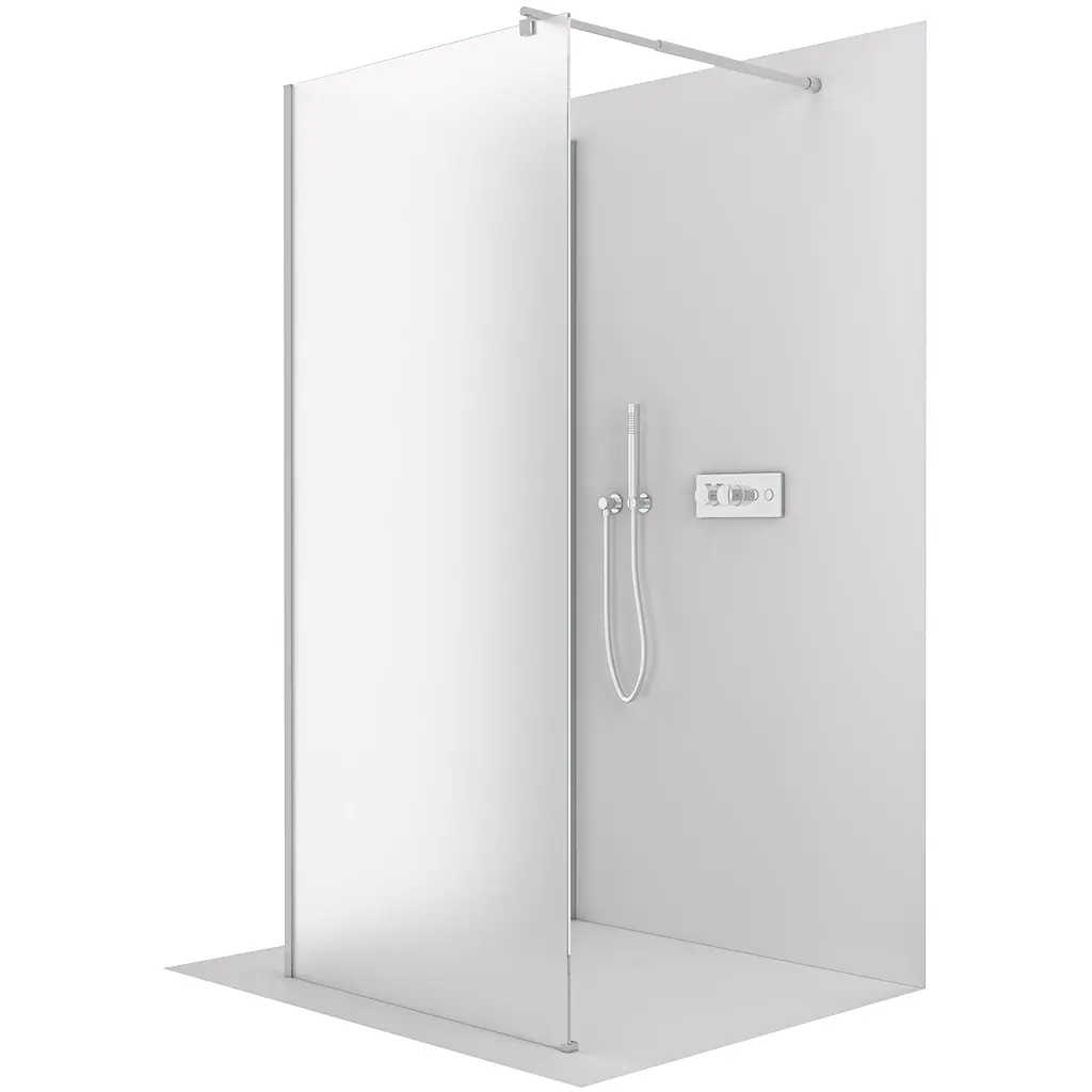 CERANO Sprchová zástěna Walk-in Onyx Corner Round L/P 8 mm kulatá vzpěra chrom, mléčné sklo 100x110x200 CER-670583