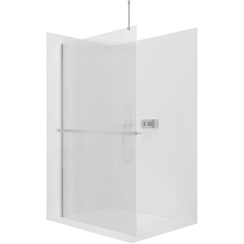 CERANO Sprchová zástěna Walk-in Onyx Top Round L/P 8 mm kulatá vzpěra + polička/držák na ručníky chrom, rýhované sklo 150x200 CER-8050BD1666