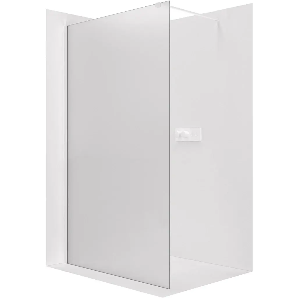 CERANO Sprchová zástěna Walk-in Onyx Cube L/P 8 mm hranatá vzpěra bílá matná, mléčné sklo 80x200 CER-8050BD518