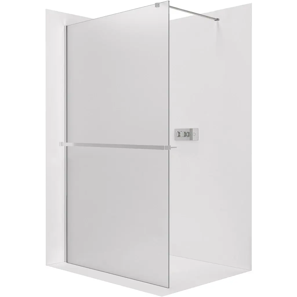 Sprchová zástěna Walk-in Onyx Cube L/P - 8 mm + polička/držák na ručníky - hranatá vzpěra - chrom, mléčné sklo - 70x200 cm