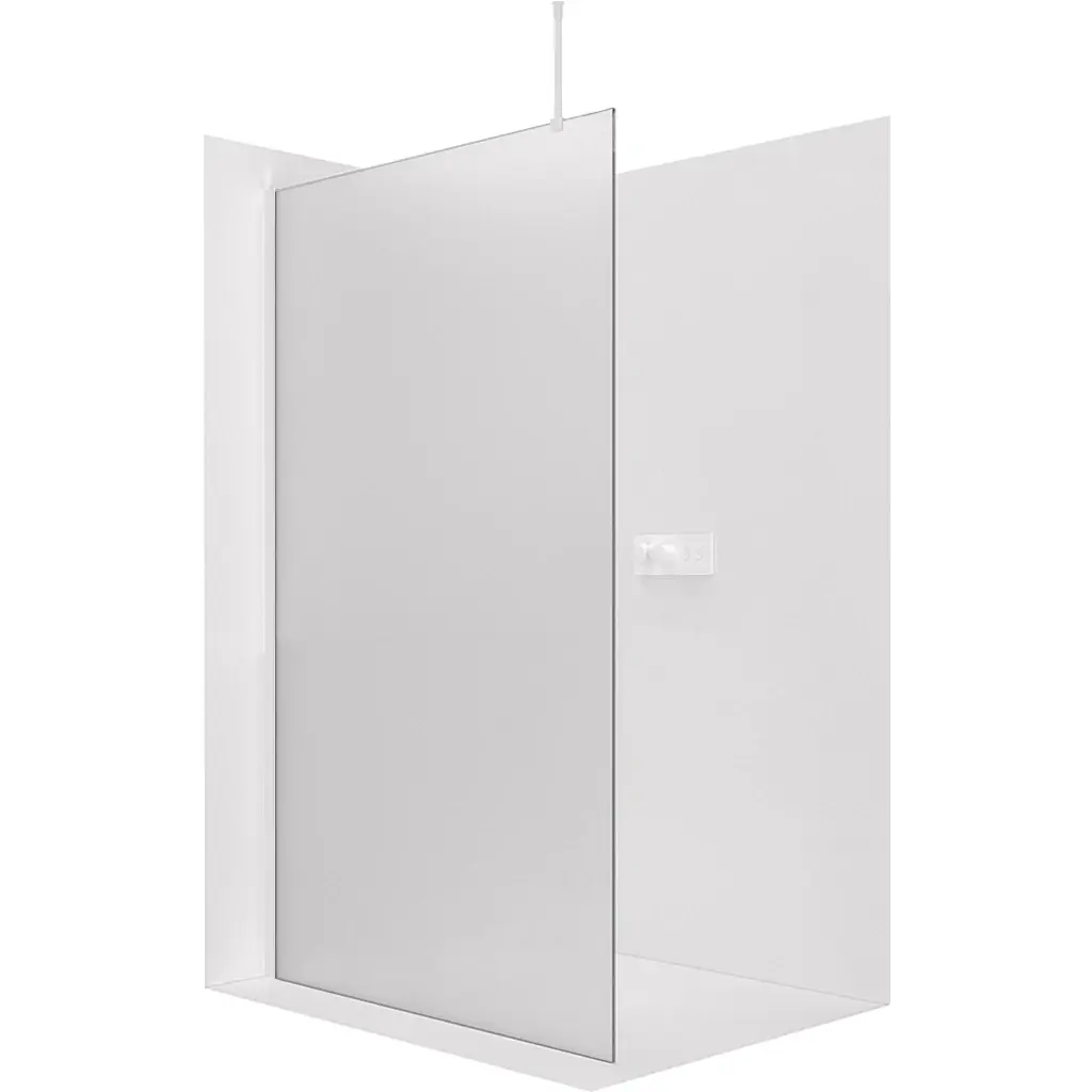 Sprchová zástěna Walk-in Onyx Top Round L/P - 8 mm - kulatá vzpěra - bílá matná, mléčné sklo - 30x200 cm