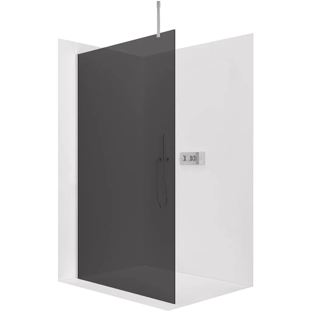 CERANO Sprchová zástěna Walk-in Onyx Top Cube L/P 10 mm hranatá vzpěra chrom, grafitové sklo 120x200 CER-8050BD79297