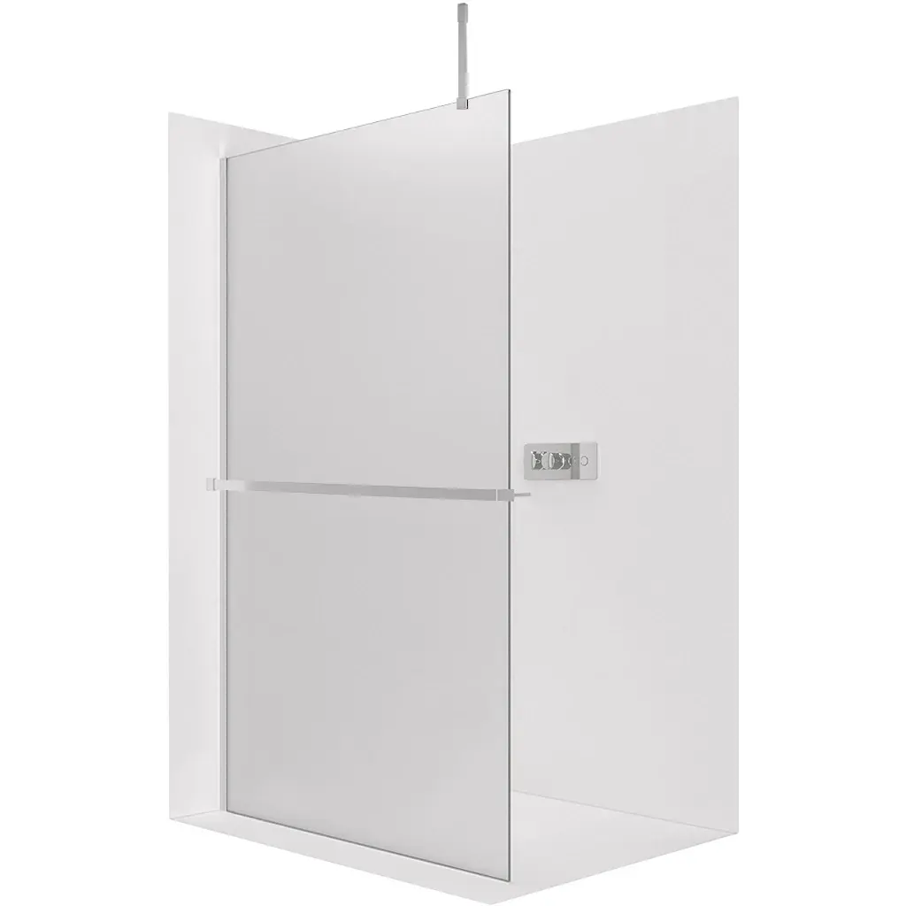 Sprchová zástěna Walk-in Onyx Top Cube L/P - 8 mm - hranatá vzpěra + polička/držák na ručníky - chrom, mléčné sklo - 30x200 cm