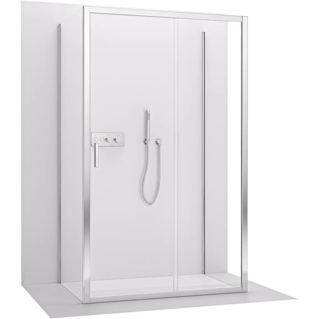 CERANO Třístěnný sprchový kout Varone LINE U L/P 6 mm chrom, transparentní sklo 90x100x195 posuvný CER-DY505-90145