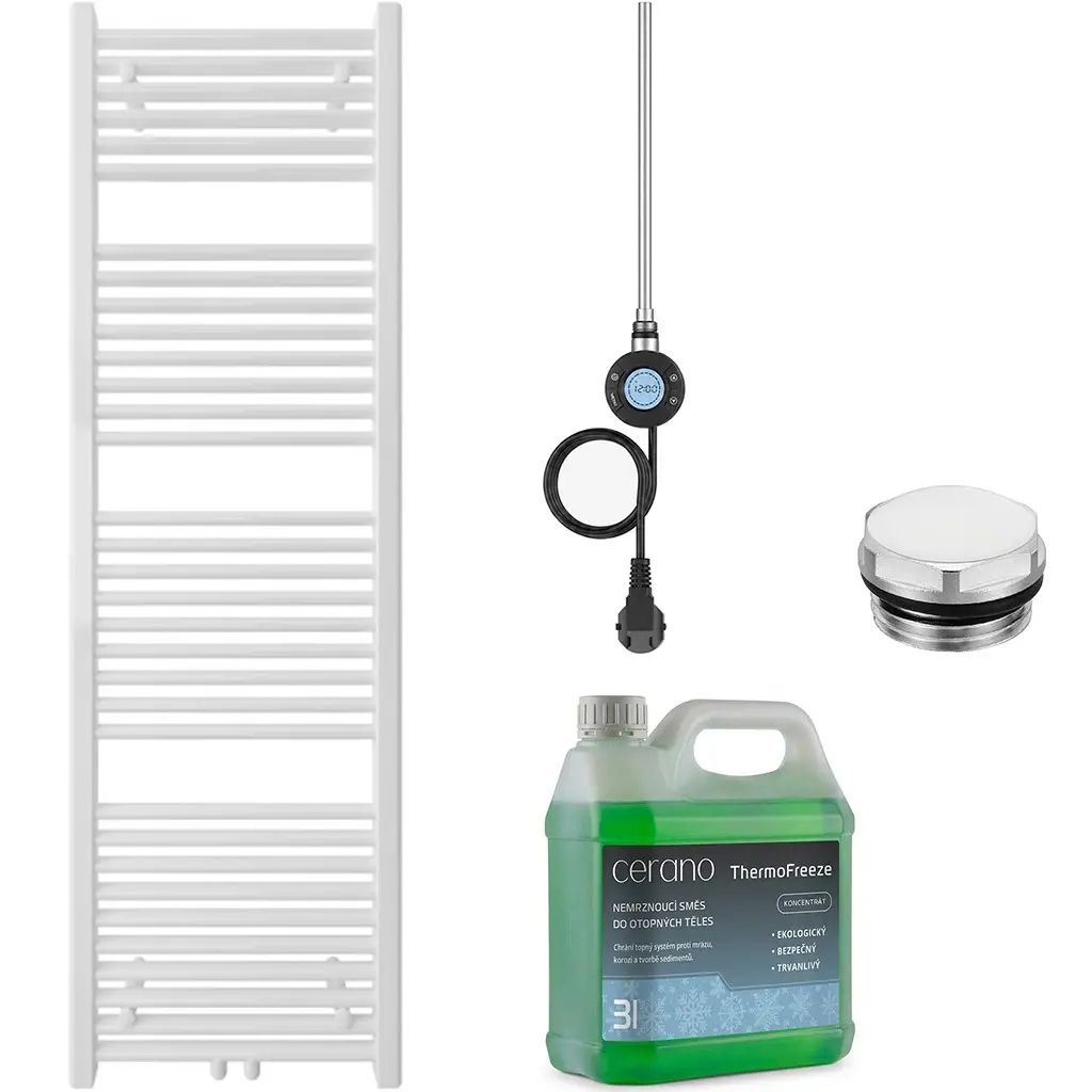 Koupelnový elektrický radiátorový set Lincoln - WIFI - 600W - bílá lesklá - 1600x500 mm