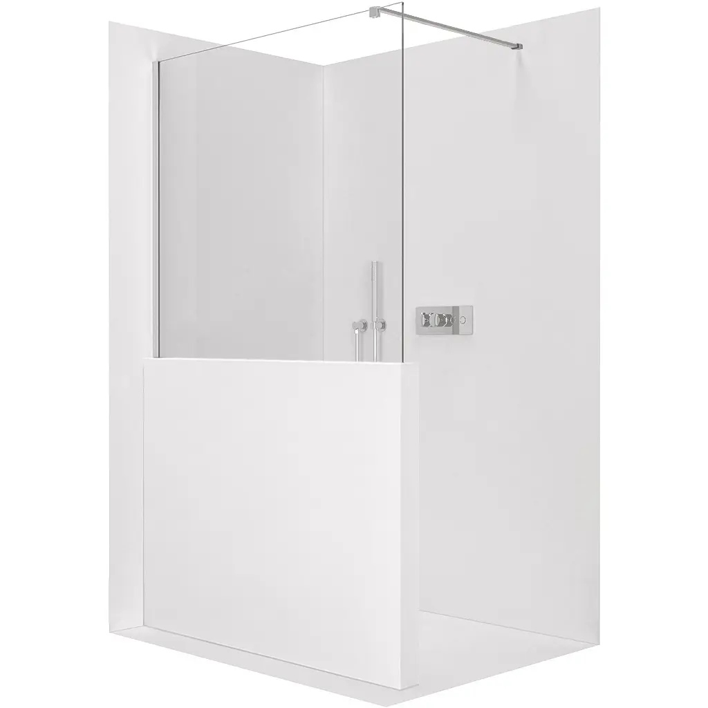 CERANO Sprchová zástěna Walk-in Onyx Half Cube L/P 8 mm hranatá vzpěra chrom, transparentní sklo 100x100 CER-978623