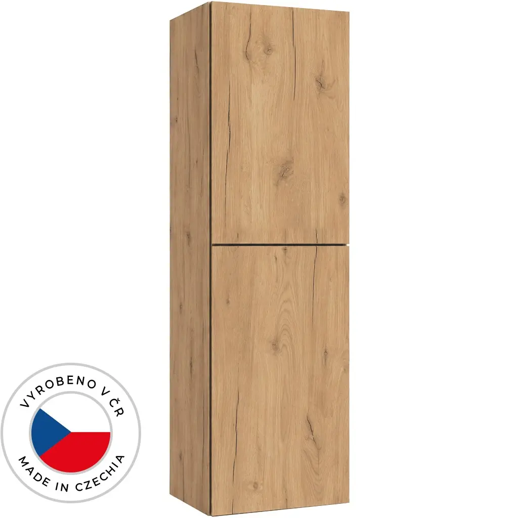 CERANO Koupelnová vysoká skříňka s košem na prádlo Adele TIP-ON otevírání dub zlatý Craft 45x120x33 CER-836371