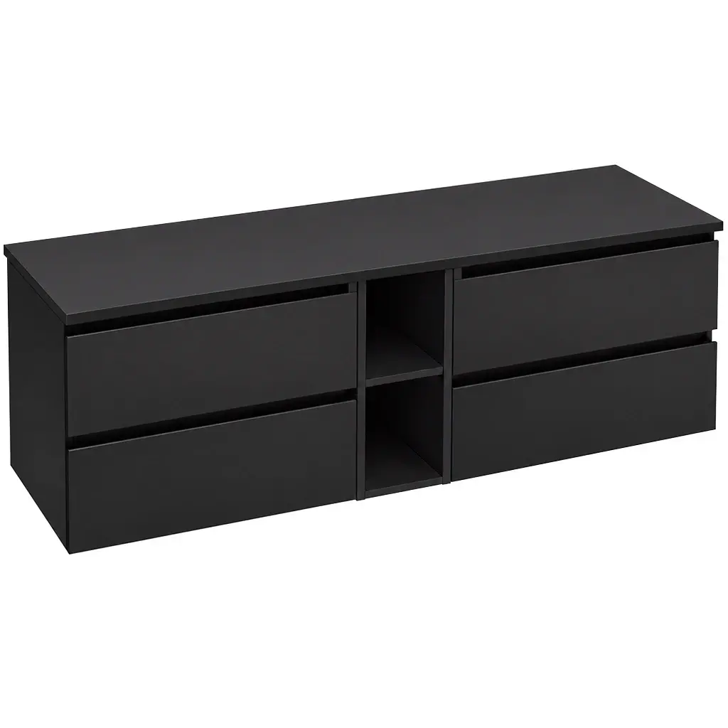 CERANO Koupelnová skříňka Carole černá matná + deska pod umyvadlo Navira Slim 18 mm 120x49,8x46 CER-196941