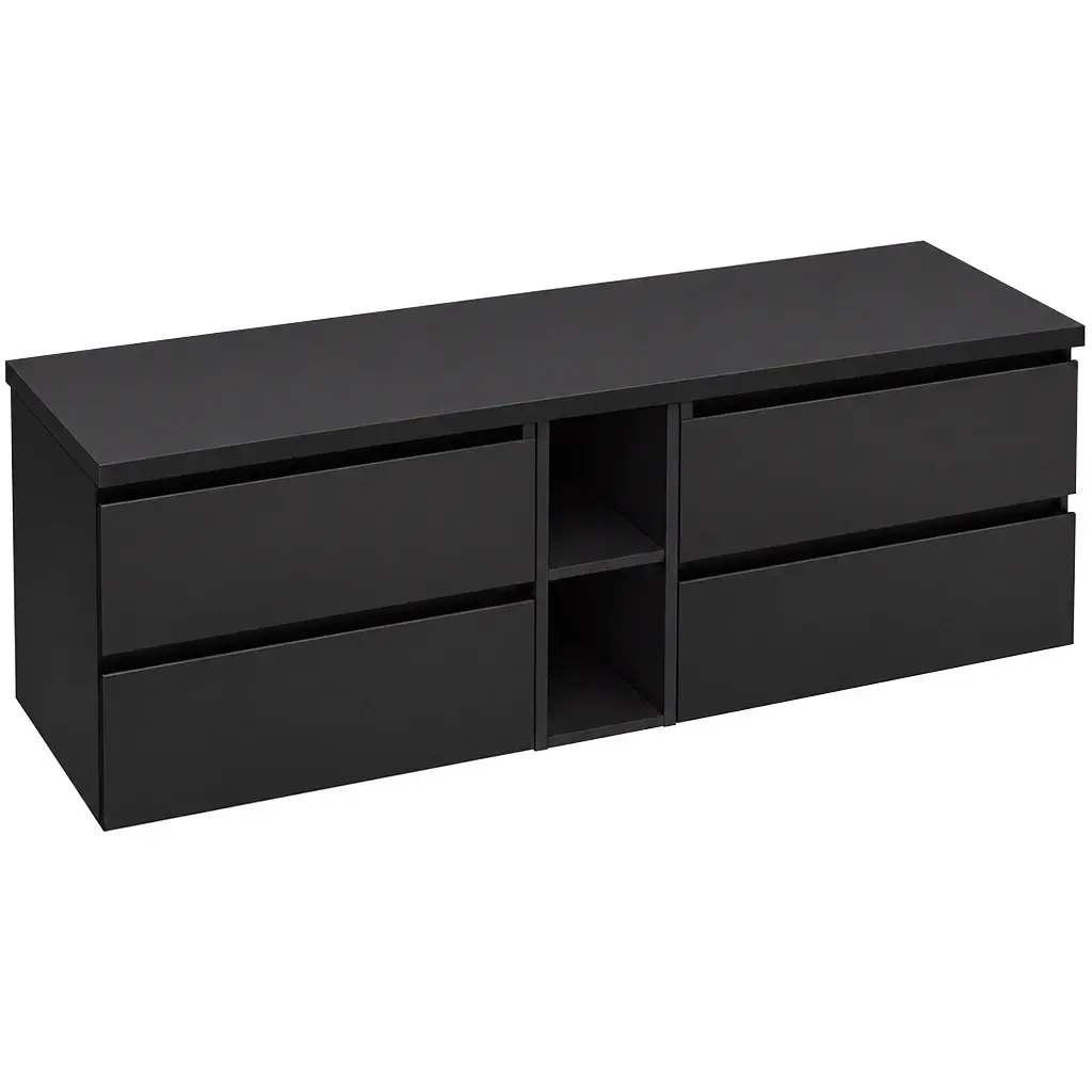 CERANO Koupelnová skříňka Carole černá matná + deska pod umyvadlo Navira Pro 36 mm 160x51,6x46 CER-583197