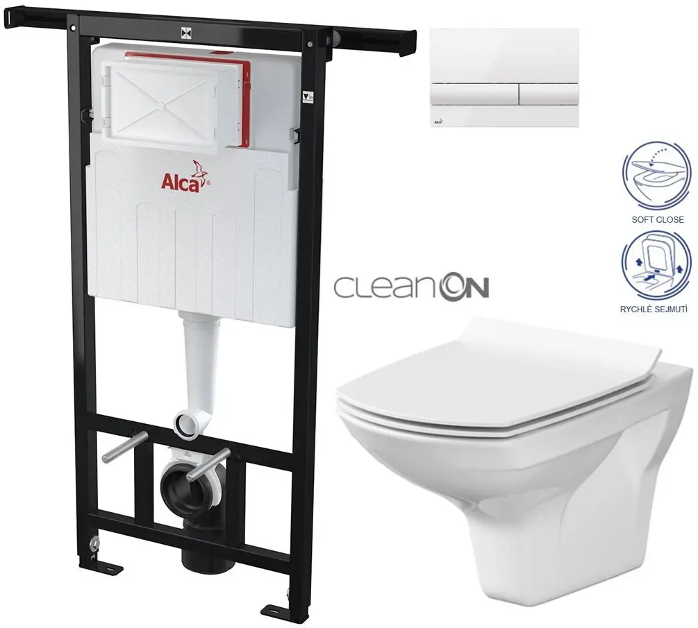Předstěnový instalační systém s bílým tlačítkem M1710 + WC CERSANIT CLEANON CARINA + SEDÁTKO AM102/1120 M1710 CA3