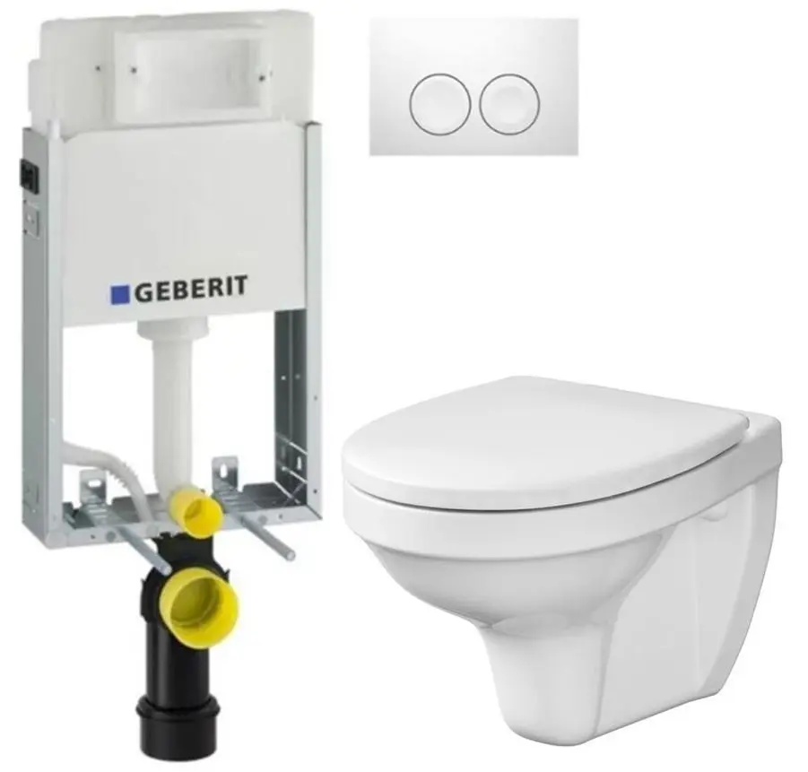 GEBERIT KOMBIFIXBasic vč. bílého tlačítka DELTA 21 + WC CERSANIT DELFI + SEDÁTKO 110.100.00.1 21BI DE1
