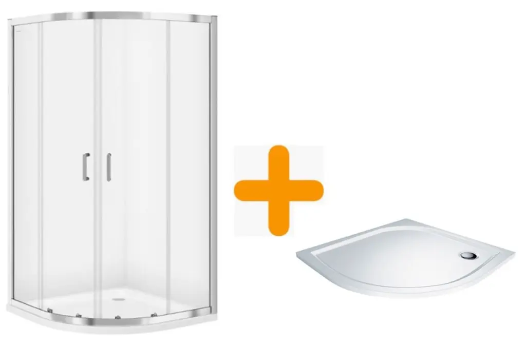 CERSANIT/S SPRCHOVÝ KOUT ČTVRTKRUH 90X190 TRANSPARENT SKLO + VANIČKA S154-002-SET1