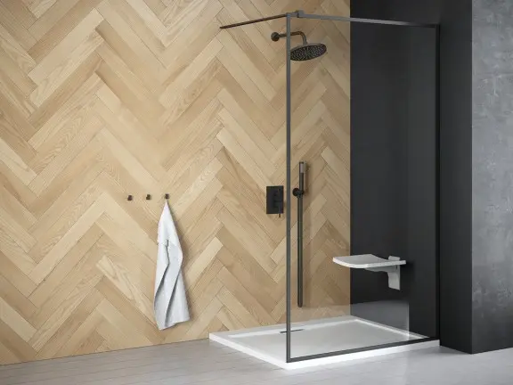 BESCO Walk-in sprchový kout TOCA Barva rámu Černá, Rozměr A 90, Rozměr C 190, Směr zavírání Univerzální Levé / Pravé, Výplň Čiré bezpečnostní sklo 8 mm BCTOCA90