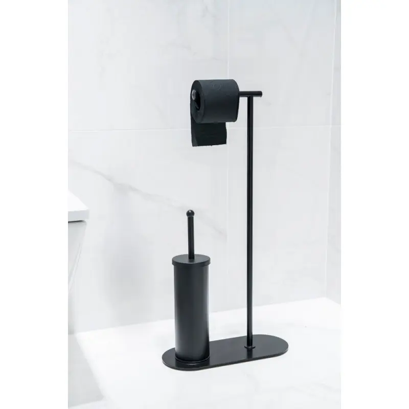 OLSEN SPA WC štětka + držák papíru, černý kov KD02071631