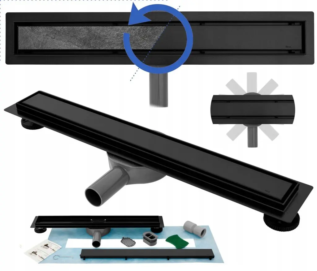 Odtokový žlab REA NEO PURE PRO 50 cm, černá mat