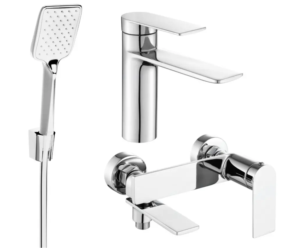 MEXEN/S Zero SET umyvadlová + vanová baterie s příslušenstvím R62, chrom 71103R62-00