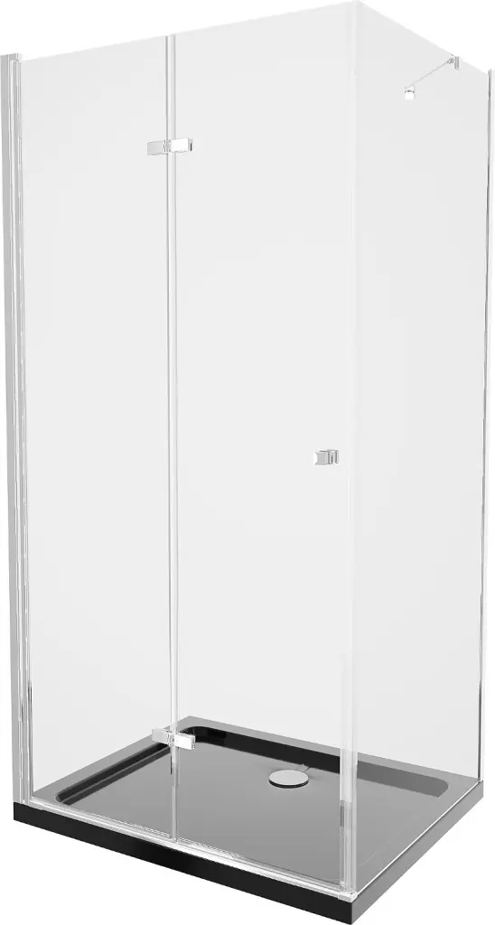 MEXEN/S Lima sprchový kout zalamovací dveře 100 x 80, transparent, chrom + Flat černá vanička se sifonem 856-100-080-01-00-4070