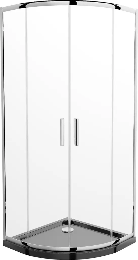 MEXEN/S Rio čtvrtkruhový sprchový kout 80 x 80, transparent, chrom + vanička se sifonem Flat, černý 863-080-080-01-00-4170