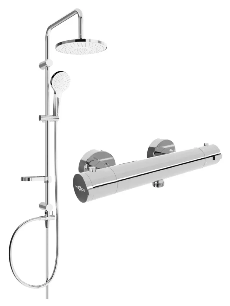 MEXEN/S Erik sprchový sloup včetně sprchové termostatické baterie Kai, chrom 77100205-00
