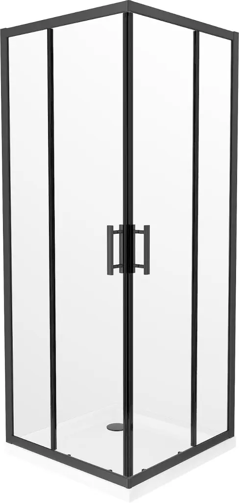 MEXEN/S Rio sprchový kout čtverec 90x90, transparent, černá + bílá vanička se sifonem 860-090-090-70-00-4010B