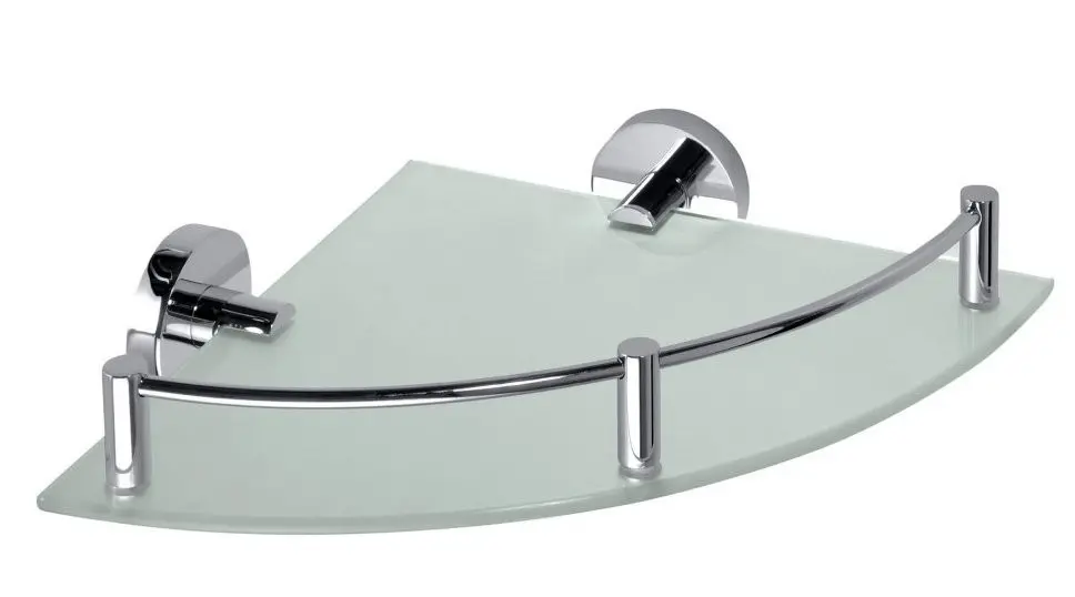 SAPHO X-ROUND E skleněná polička rohová s hrazdou 255x60x255, chrom XR605