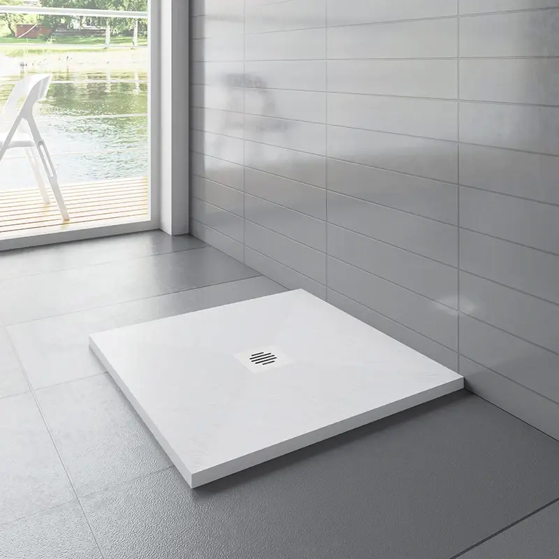H K WHITE STAR sprchová vanička z litého mramoru, čtvercová 90x90x3 SE-WHITESTAR9090SET