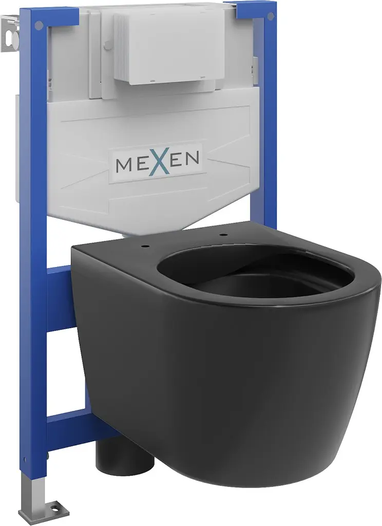 MEXEN/S WC předstěnová instalační sada Fenix XS-F s mísou WC Carmen, černá mat 6803388XX85