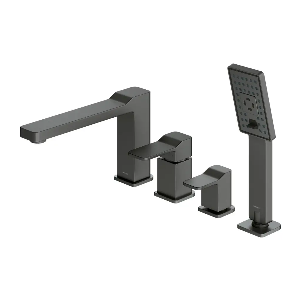 OMNIRES Slide - Baterie na okraj vany, 4-otvorová instalace, 3 proudy, kartáčovaný grafit SL7732GR