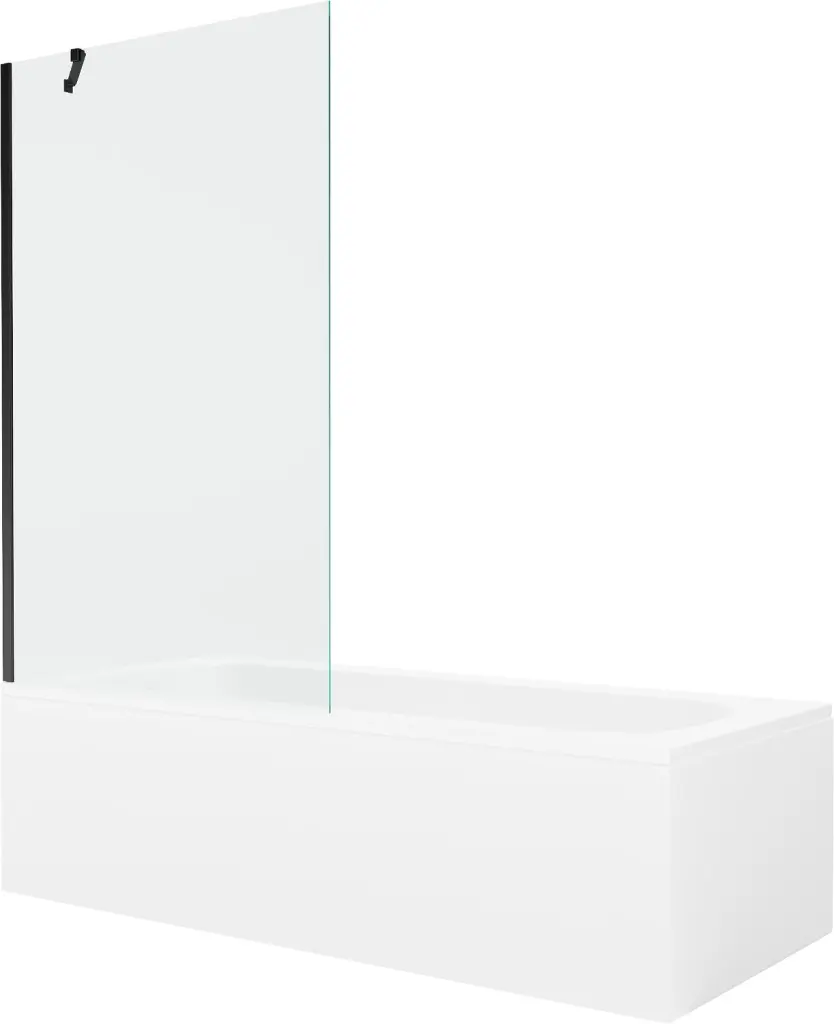 MEXEN/S Vega obdélníková vana 180 x 80 cm s panelem + vanová zástěna 100, transparent, černá 550118080X9510000070