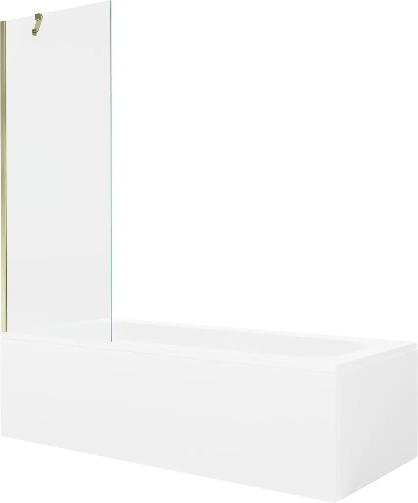 MEXEN/S Vega obdélníková vana 180 x 80 cm s panelem + vanová zástěna 70, transparent, zlatá 550118080X9507000050