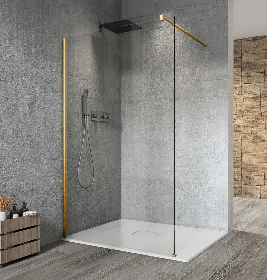 Gelco VARIO GOLD MATT jednodílná sprchová zástěna k instalaci ke stěně, čiré sklo, 1400 mm