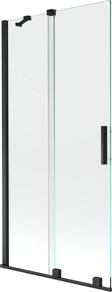 MEXEN/S Velar Dvoukřídlá posuvná vanová zástěna 95 x 150, transparent, černá 896-095-000-01-70