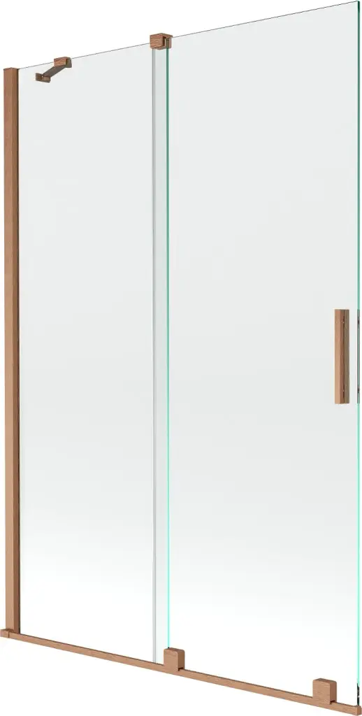 MEXEN/S Velar Dvoukřídlá posuvná vanová zástěna 120 x 150, transparent, kartáčovaná měď 896-120-000-01-65