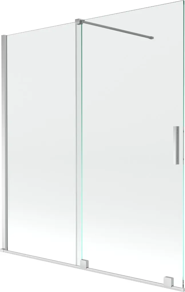 MEXEN/S Velar Dvoukřídlá posuvná vanová zástěna 150 x 150, transparent, chrom 896-150-000-01-01