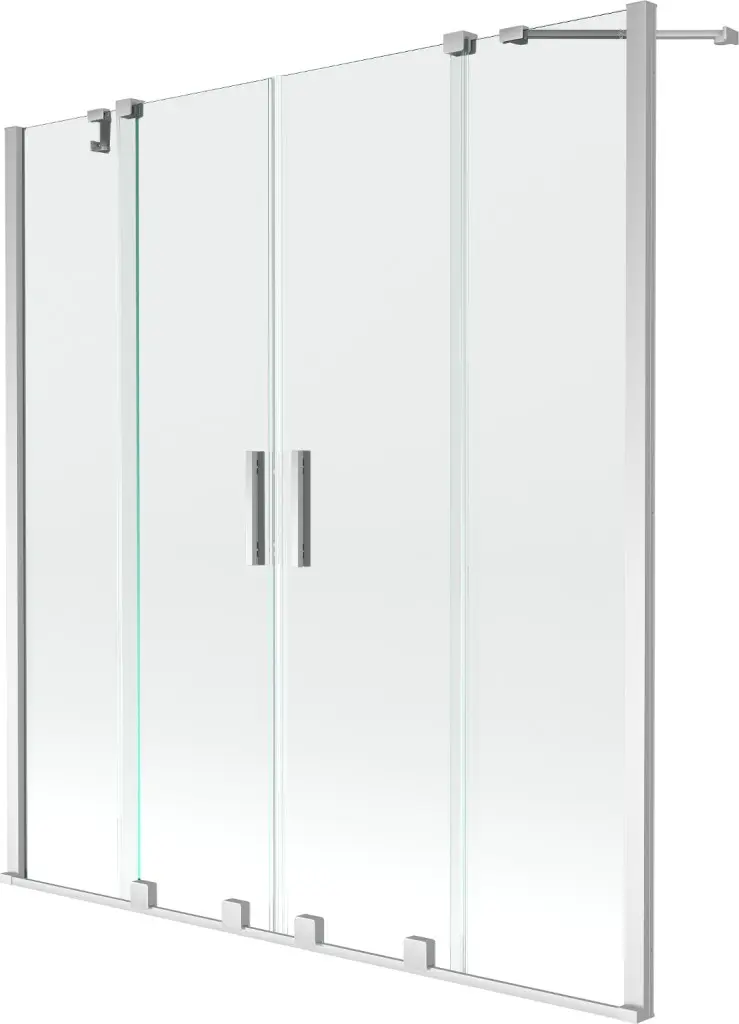 MEXEN/S Velar Duo Dvoukřídlá posuvná vanová zástěna 150 x 150, transparent, chrom 896-150-000-02-01