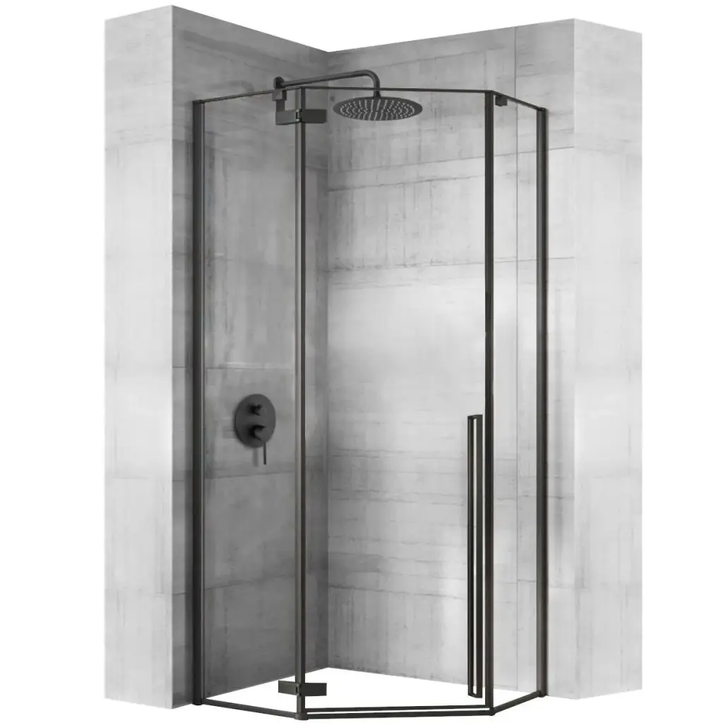 REA/S Sprchový kout DIAMOND 90x90 matná černá + sprchová vanička Diamond, bílá KPL-05622