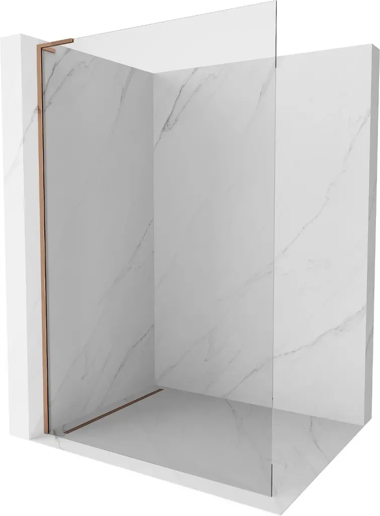 MEXEN/S Kioto L Sprchová zástěna WALK-IN 50 x 200, transparent, růžové zlato 800-050-103-60-00