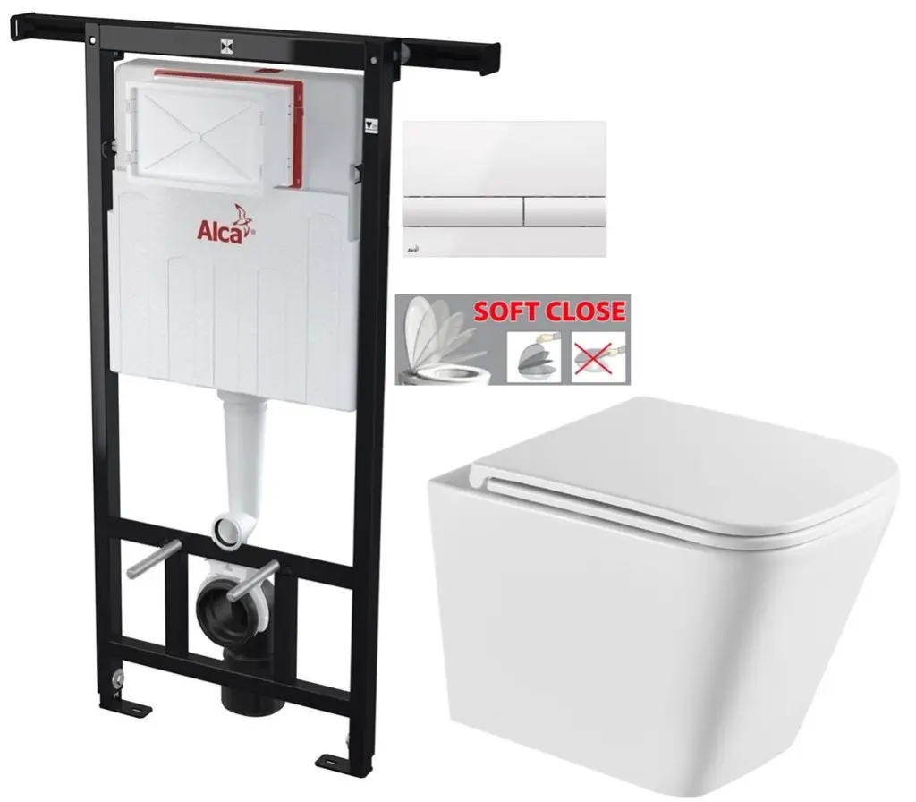 Předstěnový instalační systém s bílým tlačítkem M1710 + WC INVENA FLORINA /VÍROVÉ SPLACH/ WITH SOFT, včetně soft/close sedátka AM102/1120 M1710 FL1