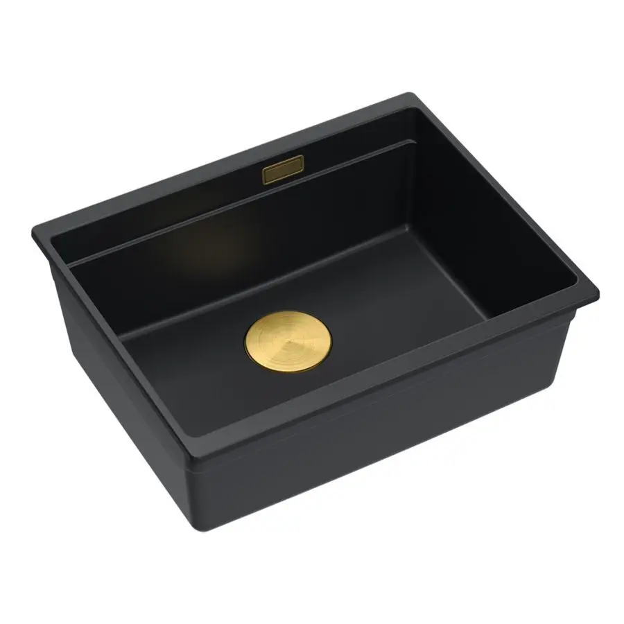 Quadron Granitový dřez Logan 100 Black Zlaty HQJ6045U7_PVDG1_U