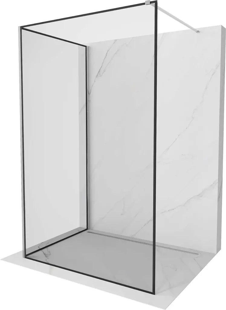 MEXEN/S Kioto Sprchová zástěna WALK-IN 90 x 80, černý vzor, chrom 800-090-212-01-70-080