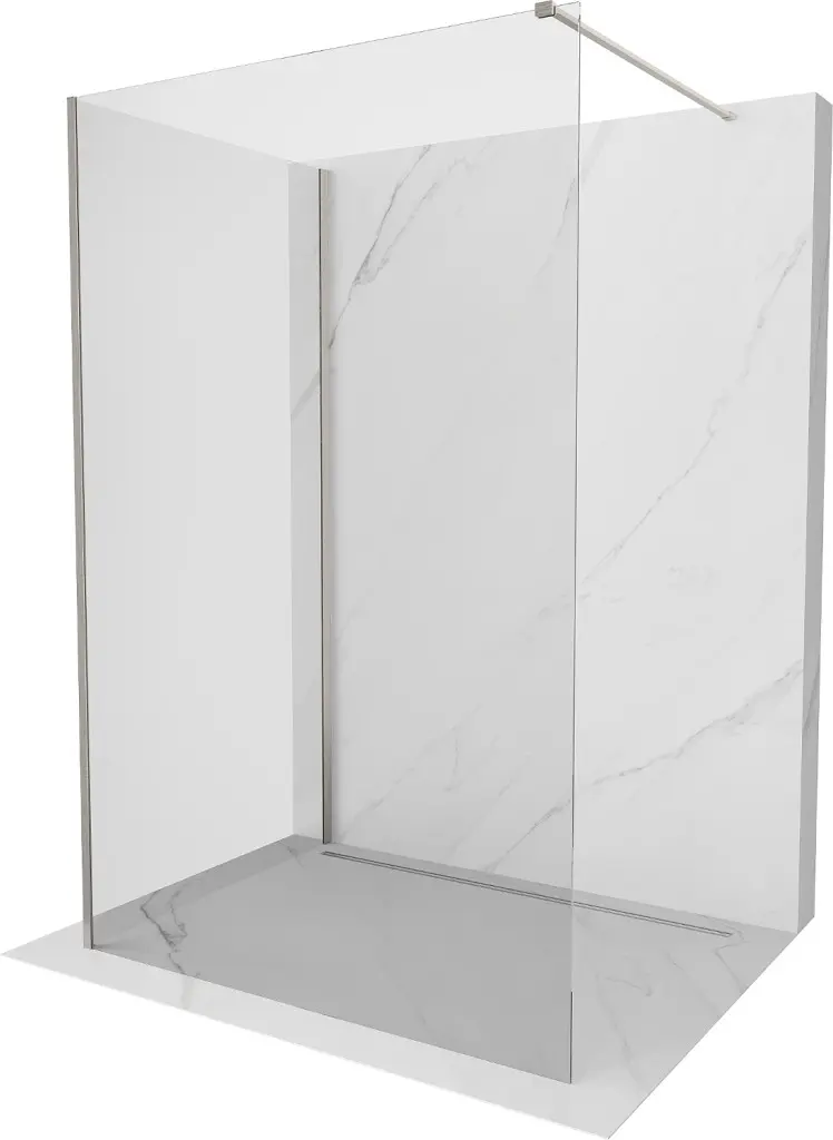 MEXEN/S Kioto Sprchová zástěna WALK-IN 125 x 80, transparent, nikl kartáčovaná 800-125-212-97-00-080