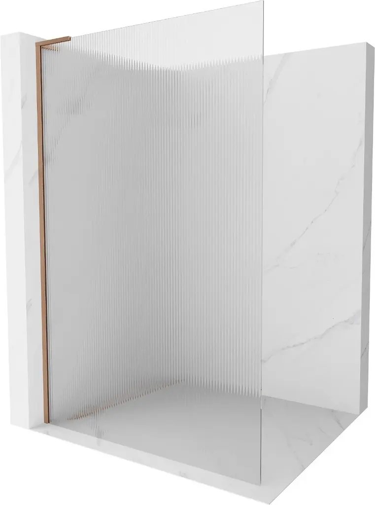 MEXEN/S Kioto L Sprchová zástěna WALK-IN 80 x 200, proužky, měď kartáčovaná 800-080-103-65-09
